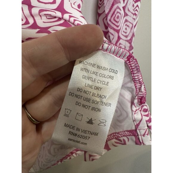 San Soleil Soltex Lux Cooling shirt Size Medium Pink Geometric UPF 50 Vented - Picture 6 of 7